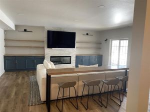 living room console table behind couch+shelving-1